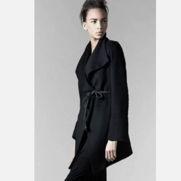 Trilogy Collections Loro Piano Italy Wool Black Coat Portrait Collar USA Made 4 - Picture 2 of 12